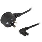 RackPower CM0NF200-PTSS 10A 2-Pin to C7 Cable - 2m - Black Top Entry Plug - Side Entry Socket - 0.75mm2 - PVC