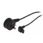 RackPower CM0NF300-PTSB 10A 2-Pin to C7 Cable - 3m - Black Top Entry Plug - Angled Bottom Entry Socket - 0.75mm2 - PVC