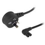 RackPower CM0NF300-PTSS 10A 2-Pin to C7 Cable - 3m - Black Top Entry Plug - Side Entry Socket - 0.75mm2 - PVC