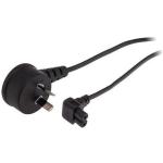 RackPower CM0NF500-PTSB 10A 2-Pin to C7 Cable - 5m - Black Top Entry Plug - Angled Socket - 0.75mm2 - PVC