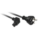 RackPower CM0NL200-ST 10A 3-Pin to C5 Cable - 2m - Black Angled Top Entry Socket - Clover Socket - 0.75mm2 - PVC