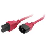 RackPower CM1CH100R 10A C14 to C15 Cable - 1m - Red 120C High Temp Socket - 1mm2 - Rubber