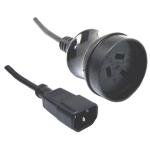 RackPower CM1CN200 10A C14 to 3-Pin Socket Cable - 2m - Black 1mm2 - PVC