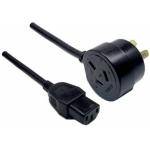 RackPower CM1NC075-PTP 10A 3-Pin to C13 Cable - 75cm - Black Tapon Plug - 1mm2 - PVC
