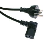 RackPower CM1NC200-SL 10A 3-Pin to C13 Cable - 2m - Black Left-Hand Angled Socket - 1mm2 - PVC