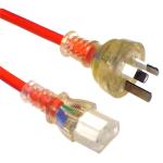 RackPower CM1NC500M 10A 3-Pin to C13 Cable - 5m - Orange Clear Plug - Clear Socket - 1mm2 - PVC