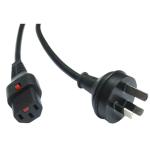 IEC-Lock AU 3 Pin to IEC C13 Power Cable - 3m - Black 10A - IEC-Lock - 1mm2