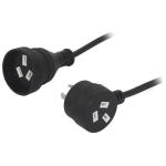 RackPower CM1NN300-PTP 10A 3-Pin to 3-Pin Socket Cable - 3m - Black Tapon Plug - 1mm2 - PVC