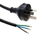 RackPower CM1NX100 10A 3-Pin to Bare End Cable - 1m - Black Back Entry Plug - 1mm2 - PVC