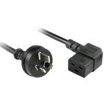 RackPower CM2NC200-SR 15A - 16A C19 3-Pin to C19 Cable - 2m - Black Right-Hand Angled Socket - 1.5mm2 - PVC