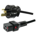 IEC-Lock 15A AU 3 Pin to 16A C19 Power Cable - 2.5m - Black 15A - 16A - IEC-Lock - 1.5mm2