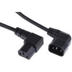 RackPower 10A C14 to C13 Cable - 2m - Black Left-Hand Angled Plug - Left-Hand Angled Socket - 1mm2 - PVC