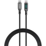 RockRose Hercules 1.2m USB-C to USB-C Cable - 100W PD Super Fast Charging -- Icey Blue Indicator Light Digital Power Display