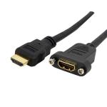 StarTech.com HDMIPNLFM3 4K 30Hz - 10.2Gbps HDMI Panel Mount Cable - 91cm HDMI Female to Male Adapter - 4K High Speed Panel Mount HDMI Cable - 4K 30Hz UHD HDMI 10.2 Gbps Bandwidth - 4K HDMI Female to HDMI Male - HDMI Panel Mount Connector Ca