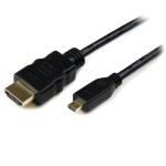 StarTech.com HDADMM2M 4K 30Hz - Ethernet Micro HDMI to HDMI Cable - 2m - Black Micro HDMI to HDMI Cable with Ethernet - 4K 30Hz Video - Durable High Speed Micro HDMI Type-D to HDMI 1.4 Adapter Cable/Converter Cord - UHD HDMI Monitors / TVs