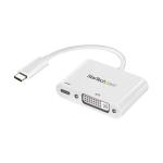 StarTech.com CDP2DVIUCPW USB-C to DVI Adapter - with Power Delivery - White - USB-C Adapter - DVI Adapter - UBC-C Dongle - USB Type C Adapter