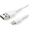 StarTech.com RUSBLTMM1M USB 2.0 - 480Mbps USB-A to Lightning Cable - 1m - White Durable - White - Heavy Duty - Rugged Aramid Fiber - USB Type A to Lightning Charger - Sync Power Cord - Apple MFi Certified - iPad - iPhone 12 StarTech.com RUSBLTMM1M USB 2.0 - 480Mbps USB-A to Lightning Cable - 1m - White Durable - White - Heavy Duty - Rugged Aramid Fiber - USB Type A to Lightning Charger - Sync Power Cord - Apple MFi Certified - iPad - iPhone 12