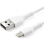 StarTech 3 foot (1m) Durable White USB-A to Lightning Cable - Heavy Duty Rugged Aramid Fiber USB Type A to Lightning Charger/Sync Power Cord - Apple MFi Certified iPad/iPhone 12