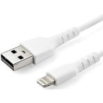 StarTech.com RUSBLTMM1M USB 2.0 - 480Mbps USB-A to Lightning Cable - 1m - White Durable - White - Heavy Duty - Rugged Aramid Fiber - USB Type A to Lightning Charger - Sync Power Cord - Apple MFi Certified - iPad - iPhone 12