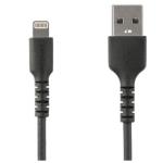StarTech RUSBLTMM2MB 6 foot (2m) Durable Black USB-A to Lightning Cable - Heavy Duty Rugged Aramid Fiber USB Type A to Lightning Charger/Sync Power Cord - Apple MFi Certified iPad/iPhone 12