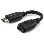 StarTech.com HD2MF6INL 4K 60Hz - Ethernet HDMI Extension Cable - 15cm (6in) HDMI Port Saver Cable - 15cm (6") - 4K 60Hz High Speed HDMI 2.0 Extension Cable with Ethernet - Short HDMI Extension Cable - HDMI Male to Female Extension Adapter C