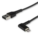StarTech.com RUSBLTMM1MBR USB 2.0 - 480Mbps USB-A to Lightning Cable - 1m - Black Durable - Black - 90  Right Angled - Heavy Duty - Rugged Aramid Fiber - USB Type A to Lightning Charging - Sync Cord - Apple MFi Certified - iPhone