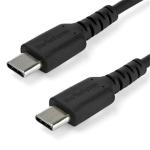 StarTech RUSB2CC2MB 2m USB C Charging Cable - Durable Fast Charge & Sync USB 2.0 Type C to USB C Laptop Charger Cord - TPE Jacket Aramid Fiber M/M 60W Black - Samsung S10 S20 iPad Pro MS Surface