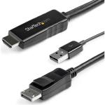 StarTech.com HD2DPMM2M 4K 30Hz - Active HDMI to DisplayPort Cable - 2m (6ft) - Black HDMI to DisplayPort Cable 4K 30Hz - Active HDMI 1.4 to DP 1.2 Adapter Converter Cable with Audio - USB Powered - Mac & Windows - HDMI Laptop to DP Monitor
