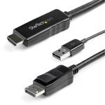 StarTech.com HD2DPMM3M 4K 30Hz - Active HDMI to DisplayPort Cable - 3m - Black Adapter - HDMI to DisplayPort Cable - 4K 30Hz - Active HDMI 1.4 to DP 1.2 Adapter Converter Cable with Audio - USB Powered - Mac & Windows - HDMI Laptop to DP Mo