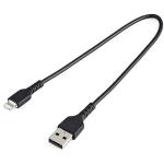 StarTech.com RUSBLTMM30CMB USB 2.0 - 480Mbps USB-A to Lightning Cable - 30cm - Black Durable - Black - Heavy Duty - Rugged Aramid Fiber - USB Type A to Lightning Charger - Sync Power Cord - Apple MFi Certified - iPad - iPhone 12