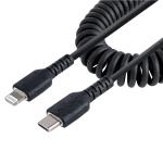 StarTech.com RUSB2CLT1MBC USB 2.0 - 480Mbps USB-C to Lightning Cable - 1m - Black MFi Certified - Coiled - iPhone Charger Cable - Black - Durable TPE Jacket - Aramid Fiber - Heavy Duty Coil Lightning Cable