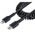 StarTech.com RUSB2CLT50CMBC USB 2.0 - 480Mbps USB-C to Lightning Cable - 50cm - Black MFi Certified - Coiled - iPhone Charger Cable - Black - Durable TPE Jacket - Aramid Fiber - Heavy Duty Coil Lightning Cable