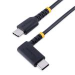 StarTech.com R2CCR-1M-USB-CABLE USB 2.0 - 480Mbps - 60W - 3A USB-C Cable - 1m - Black Right Angle - 60W PD - USB 2.0 - Rugged Aramid Fiber - USB-C Charging Cable - Angled