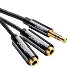 UGREEN UG-20816 3.5mm Audio Splitter Cable - 25cm - Black Male to 2 Female