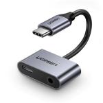 UGREEN UG-50596  USB-C To 3.5mm Audio + USB-C Female Adapter 0.5M