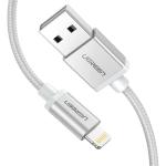 UGREEN 60161 USB 2.0 - MFi Certified Lightning to USB-A Cable - 1m - Silver Nylon Braided - Aluminium Case