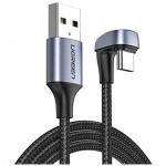 UGREEN UG-70313 USB2.0-A to Angled USB-C Cable Aluminum Case with Braided 1m (Black)