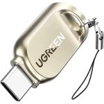 UGREEN 80124 USB-C TF 3.0 Card Reader Light Golden Type C to MicroSD Card Adapter Zinc Alloy External Portable OTG Memory Card Reader for TF Micro SDHC SDXC Cards