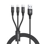 Unitek C14049BK 1.2m USB 3-in-1 Charge Cable. Integrated USB-A to Micro-B, LightningConnector&USB-C Connector. Black Colour.