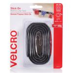 Velcro VEL25570 Cable Management Tape - 1m - Black Stick-on - Attach lightweight items up to 500g - Perfect for Art / Storage Boxes / Signs - 25mm Width