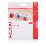 Velcro VEL25581 Cable Management Tape - 2.5m - White Stick-on - Cut to size - Holds up to 1kg - Hanging & Attaching Items - 25mm Width