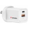 Verbatim 67015 2 Port 35W USB-A / C GaN Charger - White 95% PCR Verbatim 67015 2 Port 35W USB-A / C GaN Charger - White 95% PCR