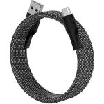 Valore CA-002 USB-A to USB-C Cable - 1m - Black Magnetic Self-Organizing