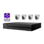 HiLook 5MP 4 Channel NVR Surveillance System with 2TB HDD, 2560x1920 & H.265+, Include 4 x IPC-T250H Turret PoE IP Camera, 4 x 18m Network Cable