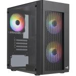 Aerocool Hexform MiniTower Case Support mATX, MINI ITX, Tempered Glass, 3x Fixed RGB 120mm Fans Pre-installed, CPU Cooler Support Upto 159mm, GPU Upto 296mm, 4X PCI Slot, 240mm Rad Supported, Front I/O: 3x USB, HD Audio