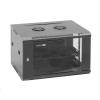 Dynamix RWM6 6RU Wall Mount Cabinet 450mm Deep (600 x 450 x 368mm) Includes 1x Fixed Shelf, 2x Fans & 10x Cage Nuts. Black Gloss Colour, front door. Dynamix RWM6 6RU Wall Mount Cabinet 450mm Deep (600 x 450 x 368mm) Includes 1x Fixed Shelf, 2x Fans & 10x Cage Nuts. Black Gloss Colour, front door.