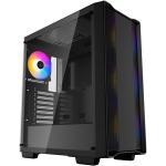 DEEPCOOL CC560 FS ATX Mid Tower Tempered Glass, Support Mini-ITX / Mico-ATX / ATX, 4 X Pre installed 120mm 3-color  LED Fans. CPU Cooler Upto 163mm, GPU Upto 370mm, 360mm Rad Supported, 7X PCI Slot, Front I/O: 2X USB, HD Audio