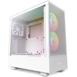 NZXT H5 WHITE Flow RGB Edition ATX MidTower Gaming Case Tempered Glass, CPU Cooling Support Upto 165mm, GPU Support Upto 365mm, 280mm Rad Supported, 7X PCI Slots, Front I/O: 1XUSB, 1XType C, HD Audio