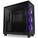 NZXT H6 Flow RGB Black ATX MidTower Gaming Case Tempered Glass, Dual Chamber, Front 3x120mm RGB Fans Pre-Installed, CPU Cooler Support Upto 163mm, GPU Support Upto 365mm, 7x PCI, 360mm Rad Supported, Front I/O: 2x USB, 1x Type C, HD Audio
