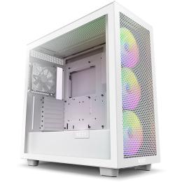 NZXT H7 2023 Flow White RGB Edition ATX MidTower Gaming Case Tempered Glass, CPU Cooler Support Upto 185mm, GPU Upto 400mm, 7X PCI Slot, 360 Radiator Supported, Front I/O: 2XUSB, 1XType C, HD Audio